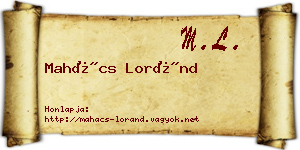 Mahács Loránd névjegykártya